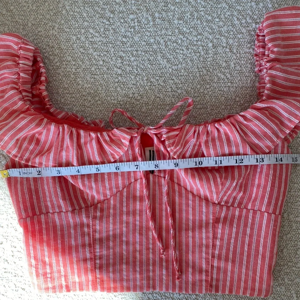 Free People Young Love Coral Striped Crop Top XS